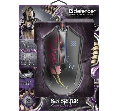Defender Mysz gamingowa SIN'SISTER GM-933 optyczna 7200dpi 6P Defender Mysz gamingowa SIN'SISTER GM-933 optyczna 7200dpi 6P