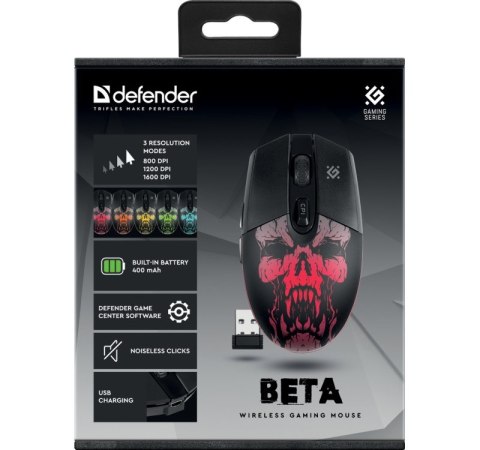 Defender Mysz gamingowa bezprzewodowa BETA GM-707L 1600dpi 6P Defender Mysz gamingowa bezprzewodowa BETA GM-707L 1600dpi 6P