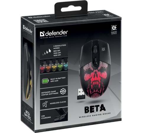 Defender Mysz gamingowa bezprzewodowa BETA GM-707L 1600dpi 6P Defender Mysz gamingowa bezprzewodowa BETA GM-707L 1600dpi 6P