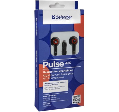 Defender Słuchawki przewodowe douszne PULSE 420 Defender Słuchawki przewodowe douszne PULSE 420