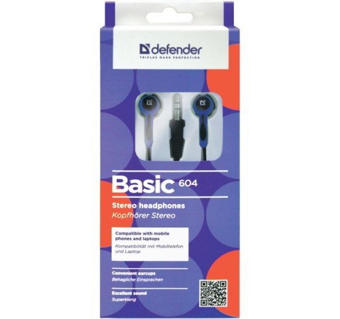 Defender Słuchawki przewodowe, nauszne BASIC 604 Czarno-niebieskie Defender Słuchawki przewodowe, nauszne BASIC 604 Czarno-niebieskie