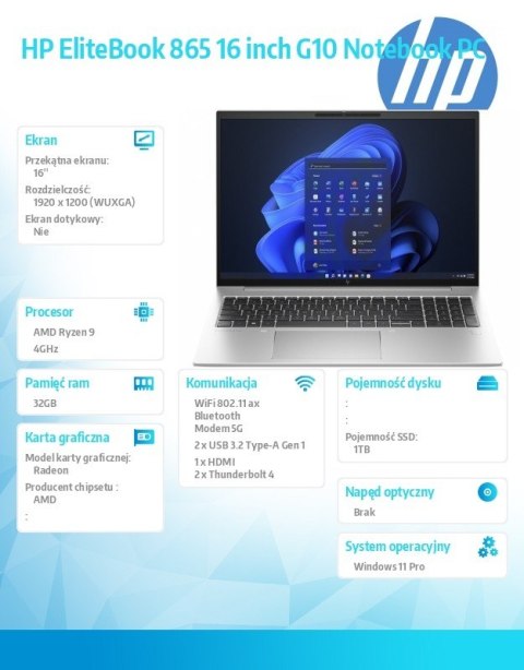 HP Inc. Notebook EliteBook 865 G10 R9-7940HS 1TB/32GB/W11P 818N3EA HP Inc. Notebook EliteBook 865 G10 R9-7940HS 1TB/32GB/W11P 818N3EA