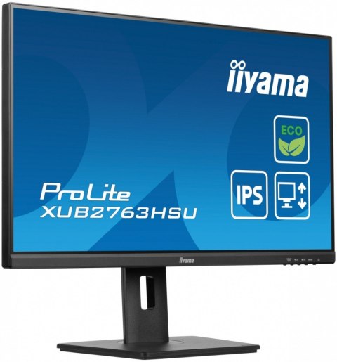 IIYAMA Monitor 27 cali ProLite XUB2763HSU-B1 IPS,100HZ,ECO,3ms,SLIM,HDMI,DP,2x USB3.22x2W,HAS(150mm),TCO,EPEAT IIYAMA Monitor 27 cali ProLite XUB2763HSU-B1 IPS,100HZ,ECO,3ms,SLIM,HDMI,DP,2x USB3.22x2W,HAS(150mm),TCO,EPEAT