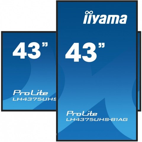 IIYAMA Monitor 42.5 cala ProLite LH4375UHS-B1AG, 24/7,IPS,ANDROID.11,4K,500cd/m2,WiFi,3xHDMI,DP,Daisy/Chain,2xUSB,2x10W,RJ45,iiSignage2 IIYAMA Monitor 42.5 cala ProLite LH4375UHS-B1AG, 24/7,IPS,ANDROID.11,4K,500cd/m2,WiFi,3xHDMI,DP,Daisy/Chain,2xUSB,2x10W,RJ45,iiSignage2