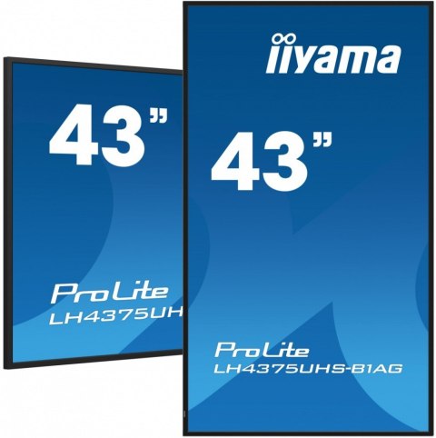 IIYAMA Monitor 42.5 cala ProLite LH4375UHS-B1AG, 24/7,IPS,ANDROID.11,4K,500cd/m2,WiFi,3xHDMI,DP,Daisy/Chain,2xUSB,2x10W,RJ45,iiSignage2 IIYAMA Monitor 42.5 cala ProLite LH4375UHS-B1AG, 24/7,IPS,ANDROID.11,4K,500cd/m2,WiFi,3xHDMI,DP,Daisy/Chain,2xUSB,2x10W,RJ45,iiSignage2