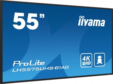 IIYAMA Monitor 54.6 cali ProLite LH5575UHS-B1AG 24/7,IPS,ANDROID.11,4K,500cd/m2,WiFi,3xHDMI,DP,Daisy/Chain,2xUSB,2x10W,RJ45,iiSignage2, IIYAMA Monitor 54.6 cali ProLite LH5575UHS-B1AG 24/7,IPS,ANDROID.11,4K,500cd/m2,WiFi,3xHDMI,DP,Daisy/Chain,2xUSB,2x10W,RJ45,iiSignage2,