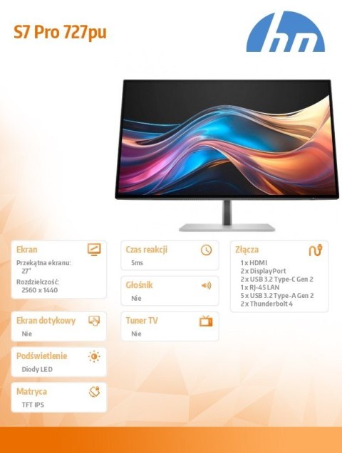 HP Inc. Monitor 27 cali S7 Pro 727pu QHD TB4 8J9E6AA HP Inc. Monitor 27 cali S7 Pro 727pu QHD TB4 8J9E6AA