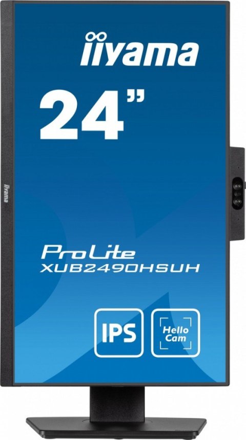 IIYAMA Monitor 24 cale XUB2490HSUH-B1 IPS,FHD,CAM,MIC,HDMI,DP,3xUSB(3.2), 100Hz,250cd,4ms,ADAPTIVE SYNC,FlickerFree,2x2W,WINDOWS HELLO IIYAMA Monitor 24 cale XUB2490HSUH-B1 IPS,FHD,CAM,MIC,HDMI,DP,3xUSB(3.2), 100Hz,250cd,4ms,ADAPTIVE SYNC,FlickerFree,2x2W,WINDOWS HELLO