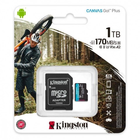 Kingston Karta pamięci microSD 1TB Canvas Go! Plus 170/90MB/s Adapter Kingston Karta pamięci microSD 1TB Canvas Go! Plus 170/90MB/s Adapter