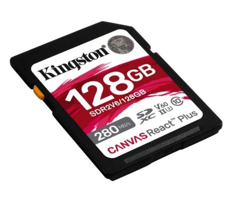 Kingston Karta pamięci SD 128GB React Plus 280/100/MB/s U3 V60 Kingston Karta pamięci SD 128GB React Plus 280/100/MB/s U3 V60