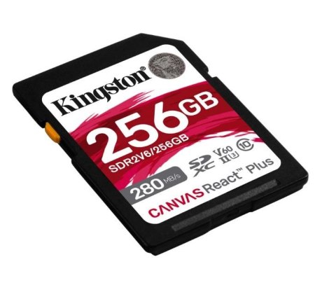 Kingston Karta pamięci SD 256GB React Plus 280/150/MB/s U3 V60 Kingston Karta pamięci SD 256GB React Plus 280/150/MB/s U3 V60
