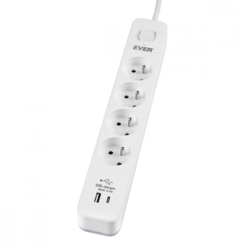 EVER Listwa antyprzepięciowa PROTECT 4PL 1A1C USB T/LZ12-PRO015/1000 EVER Listwa antyprzepięciowa PROTECT 4PL 1A1C USB T/LZ12-PRO015/1000