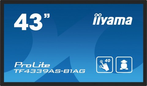 IIYAMA Monitor 43 cale TF4339AS-B1AG,IPS,4K,HDMIx2,DP,RJ45,3xUSB,40pkt, ANDROID,24/7 IIYAMA Monitor 43 cale TF4339AS-B1AG,IPS,4K,HDMIx2,DP,RJ45,3xUSB,40pkt, ANDROID,24/7