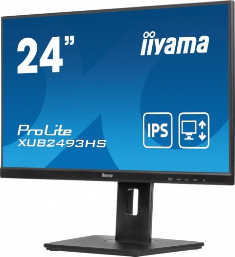IIYAMA Monitor ProLite 23.8 cala XUB2493HS-B6 A, IPS, HDMI, DP, 2x2W, HAS, 300cd/m2, obrót stopy 120 stopni IIYAMA Monitor ProLite 23.8 cala XUB2493HS-B6 A, IPS, HDMI, DP, 2x2W, HAS, 300cd/m2, obrót stopy 120 stopni