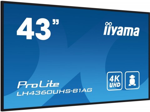IIYAMA Monitor wielkoformatowy 43 cale LH4360UHS-B1AG matowy 24h/7 500(cd/m2) VA 3840 x 2160 UHD(4K) Android.11 Wifi CMS(iiSignage2) IIYAMA Monitor wielkoformatowy 43 cale LH4360UHS-B1AG matowy 24h/7 500(cd/m2) VA 3840 x 2160 UHD(4K) Android.11 Wifi CMS(iiSignage2)