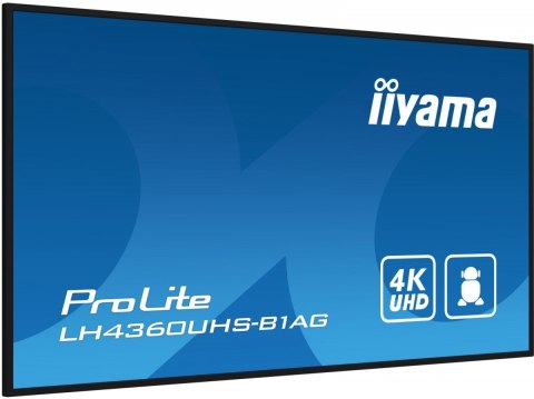IIYAMA Monitor wielkoformatowy 43 cale LH4360UHS-B1AG matowy 24h/7 500(cd/m2) VA 3840 x 2160 UHD(4K) Android.11 Wifi CMS(iiSignage2) IIYAMA Monitor wielkoformatowy 43 cale LH4360UHS-B1AG matowy 24h/7 500(cd/m2) VA 3840 x 2160 UHD(4K) Android.11 Wifi CMS(iiSignage2)
