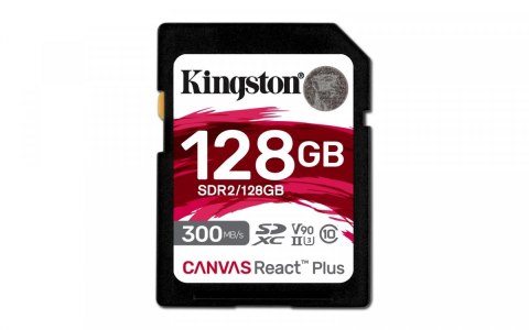 Kingston Karta pamięci SD 128GB Canvas React Plus 300/260 UHS-II U3 Kingston Karta pamięci SD 128GB Canvas React Plus 300/260 UHS-II U3