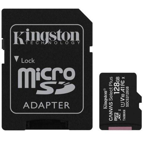 Kingston Karta pamięci microSD 128GB Canvas Select Plus 100MB/s Adapter Kingston Karta pamięci microSD 128GB Canvas Select Plus 100MB/s Adapter