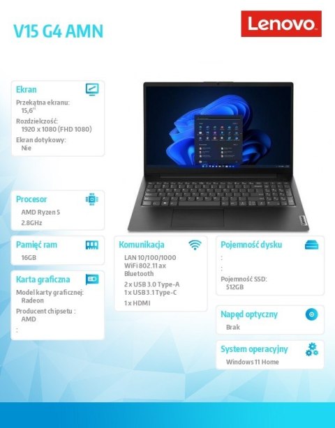 Lenovo Laptop V15 G4 82YU00UPPB W11Home 7520U/16GB/512GB/AMD Radeon/15.6/FHD/Black/3YRS OS Lenovo Laptop V15 G4 82YU00UPPB W11Home 7520U/16GB/512GB/AMD Radeon/15.6/FHD/Black/3YRS OS