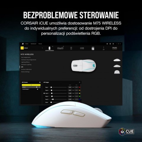 Corsair Myszka bezprzewodowa M75 biała RGB Corsair Myszka bezprzewodowa M75 biała RGB