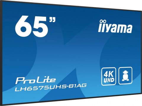 IIYAMA Monitor 65 cali LH6575UHS-B1AG 24/7,IPS,ANDROID.11,4K,500cd/m2,WiFi,3xHDMI,DP,Daisy/Chain,2xUSB,2x10W,RJ45,iiSignage2,FailOver,S IIYAMA Monitor 65 cali LH6575UHS-B1AG 24/7,IPS,ANDROID.11,4K,500cd/m2,WiFi,3xHDMI,DP,Daisy/Chain,2xUSB,2x10W,RJ45,iiSignage2,FailOver,S