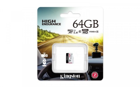 Kingston Karta microSD 64GB Endurance 95/30MB/s C10 A1 UHS-I Kingston Karta microSD 64GB Endurance 95/30MB/s C10 A1 UHS-I