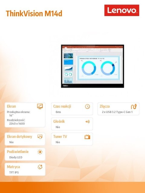Lenovo Monitor 14.0 ThinkVision M14d WLED LCD 63AAUAT6WL Lenovo Monitor 14.0 ThinkVision M14d WLED LCD 63AAUAT6WL