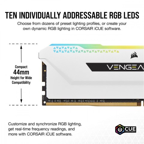 Corsair Pamięć DDR4 Vengeance RGB PRO SL 32GB/3200(2*16GB) biały Corsair Pamięć DDR4 Vengeance RGB PRO SL 32GB/3200(2*16GB) biały