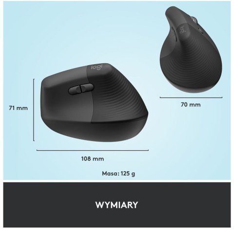 Logitech Mysz Lift Grafit dla praworęcznych 910-006473 Logitech Mysz Lift Grafit dla praworęcznych 910-006473