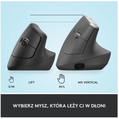 Logitech Mysz Lift Grafit dla praworęcznych 910-006473 Logitech Mysz Lift Grafit dla praworęcznych 910-006473
