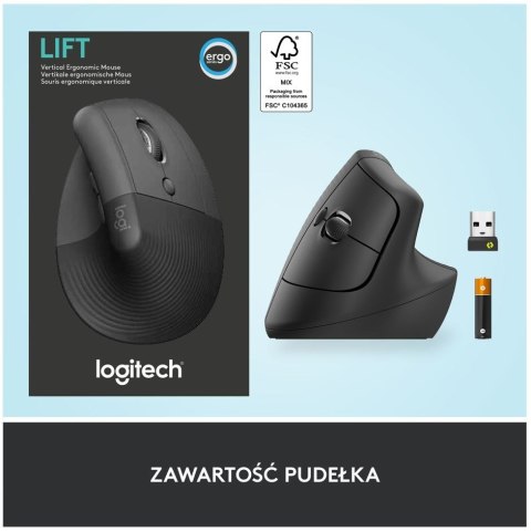 Logitech Mysz Lift Grafit dla praworęcznych 910-006473 Logitech Mysz Lift Grafit dla praworęcznych 910-006473