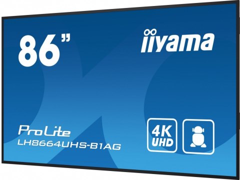 IIYAMA Monitor 85.6 cala ProLite LH8664UHS-B1AG,24/7,IPS,ANDROID.11,4K IIYAMA Monitor 85.6 cala ProLite LH8664UHS-B1AG,24/7,IPS,ANDROID.11,4K
