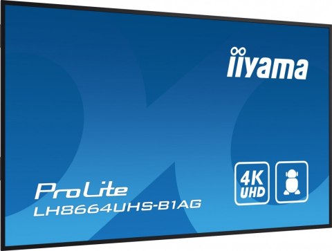 IIYAMA Monitor 85.6 cala ProLite LH8664UHS-B1AG,24/7,IPS,ANDROID.11,4K IIYAMA Monitor 85.6 cala ProLite LH8664UHS-B1AG,24/7,IPS,ANDROID.11,4K