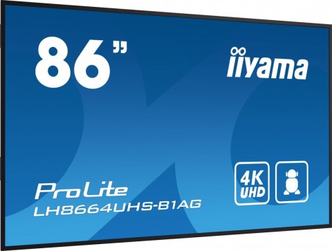 IIYAMA Monitor 85.6 cala ProLite LH8664UHS-B1AG,24/7,IPS,ANDROID.11,4K IIYAMA Monitor 85.6 cala ProLite LH8664UHS-B1AG,24/7,IPS,ANDROID.11,4K