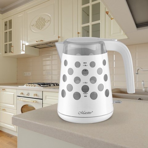 Feel-Maestro Czajnik elektryczny 1,7l 2200W "KROPKI" MR-045-WHITE Feel-Maestro Czajnik elektryczny 1,7l 2200W "KROPKI" MR-045-WHITE