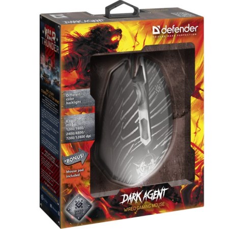 Defender Mysz gamingowa przewodowa DARK AGENT GM-590L 12800 dpi 6P Defender Mysz gamingowa przewodowa DARK AGENT GM-590L 12800 dpi 6P
