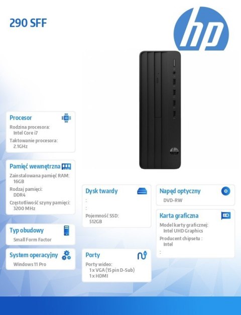 HP Inc. Komputer 290 SFF G9R i7-13700 512GB/16GB/DVDRW/W11P 883V2EA HP Inc. Komputer 290 SFF G9R i7-13700 512GB/16GB/DVDRW/W11P 883V2EA