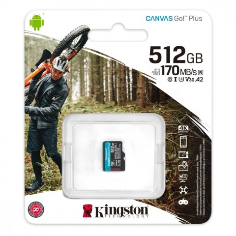 Kingston Karta pamięci microSD 512GB Canvas Go Plus 170/90MB/s Kingston Karta pamięci microSD 512GB Canvas Go Plus 170/90MB/s