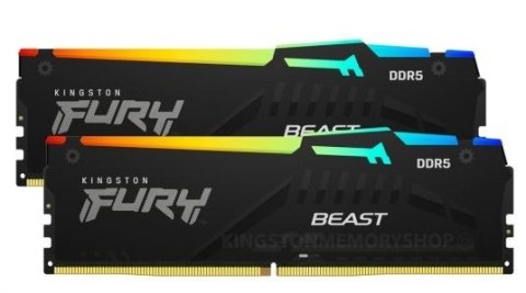 Kingston Pamięć DDR5 Fury Beast Black RGB 32GB(2*16GB)/5200 CL36 EXPO Kingston Pamięć DDR5 Fury Beast Black RGB 32GB(2*16GB)/5200 CL36 EXPO