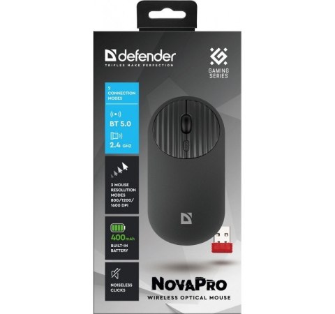 Defender Mysz bezprzewodowa NOVAPRO MM-316 RF Czarna 1600 DPI Defender Mysz bezprzewodowa NOVAPRO MM-316 RF Czarna 1600 DPI