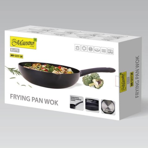 Feel-Maestro Patelnia / Wok MARBLE 28 cm MR-1217-28 Feel-Maestro Patelnia / Wok MARBLE 28 cm MR-1217-28