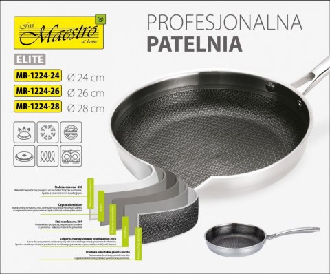 Feel-Maestro Profesjonalna patelnia 24 cm MR-1224-24 Feel-Maestro Profesjonalna patelnia 24 cm MR-1224-24