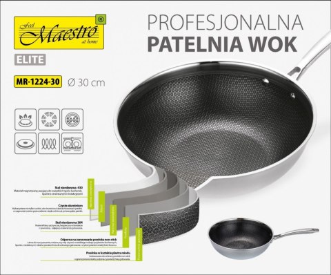 Feel-Maestro Profesjonalna patelnia / Wok 30 cm MR-1224-30 Feel-Maestro Profesjonalna patelnia / Wok 30 cm MR-1224-30