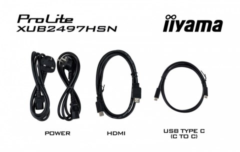 IIYAMA Monitor 24 cale XUB2497HSN-B2 IPS, USB-C Dock, HDMI, DP, 300cd, Pivot, HAS /5y/ IIYAMA Monitor 24 cale XUB2497HSN-B2 IPS, USB-C Dock, HDMI, DP, 300cd, Pivot, HAS /5y/