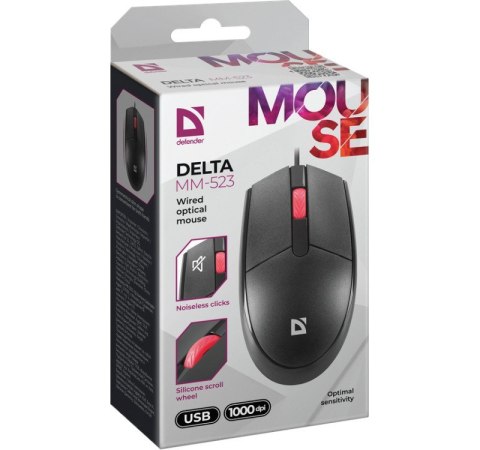 Defender Mysz przewodowa optyczna Delta MM-523 Czarna Defender Mysz przewodowa optyczna Delta MM-523 Czarna