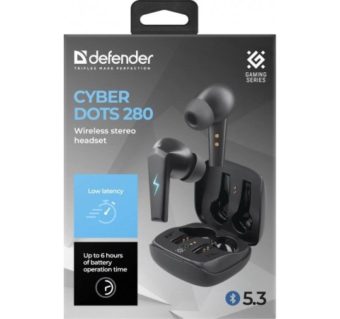 Defender Słuchawki douszne bezprzewodowe CYBERDOTS 280 gaming Czarne Defender Słuchawki douszne bezprzewodowe CYBERDOTS 280 gaming Czarne