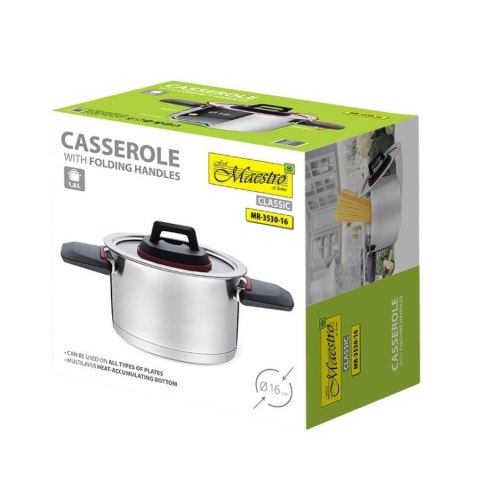 Feel-Maestro Garnek ze składanymi uchwytami 16cm, 1,6l MR-3530-16 Feel-Maestro Garnek ze składanymi uchwytami 16cm, 1,6l MR-3530-16