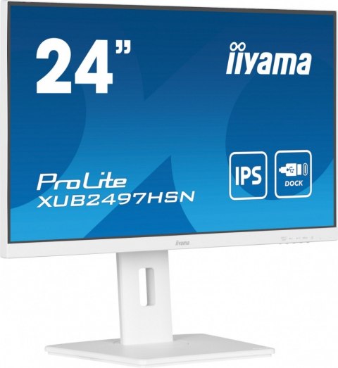 IIYAMA Monitor 24 cale XUB2497HSN-W2 IPS, USB-C Dock, HDMI, DP, 300cd, Pivot, HAS, biały /5y/ IIYAMA Monitor 24 cale XUB2497HSN-W2 IPS, USB-C Dock, HDMI, DP, 300cd, Pivot, HAS, biały /5y/