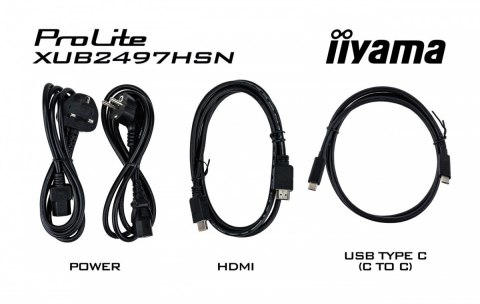 IIYAMA Monitor 24 cale XUB2497HSN-W2 IPS, USB-C Dock, HDMI, DP, 300cd, Pivot, HAS, biały /5y/ IIYAMA Monitor 24 cale XUB2497HSN-W2 IPS, USB-C Dock, HDMI, DP, 300cd, Pivot, HAS, biały /5y/