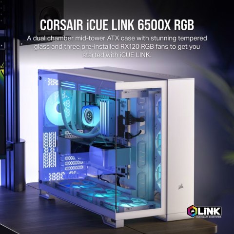 Corsair Obudowa iCUE LINK 6500X RGB Mid-Tower ATX biała Corsair Obudowa iCUE LINK 6500X RGB Mid-Tower ATX biała